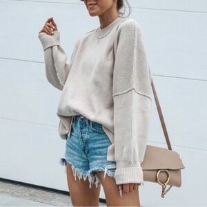 Free People Easy Street Tunic L Cream Oversized Minimalist Fisherman Bohemian